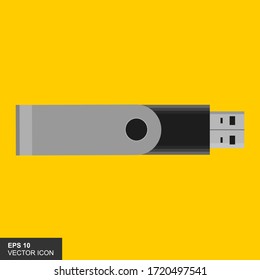 USB vector icon with a yellow background, for logos, templates and web illustrations.