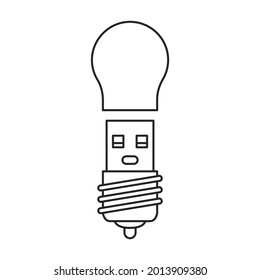Usb vector icon.Outline vector icon isolated on white background usb.
