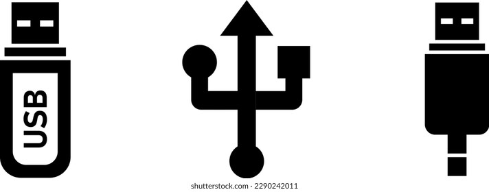 USB vector icons, collection of usb icon for web. 