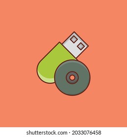 USB Vector illustration on a transparent background. Premium quality symbols. Vector Line Flat color  icon for concept and graphic design.