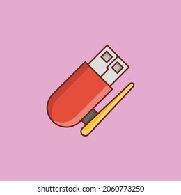 Ilustración del vector USB en un fondo transparente. Símbolos de calidad premium. Icono de color plano de línea vectorial para el concepto y el diseño gráfico.