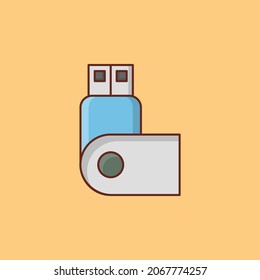 USB Vector illustration on a transparent background. Premium quality symbols.Vector line flat color icon for concept and graphic design.