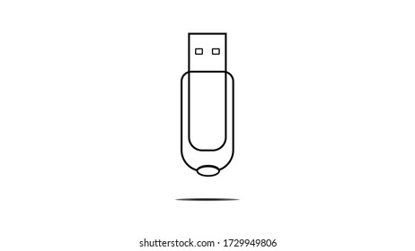 Dibujo de línea vector USB con fondo blanco aislado