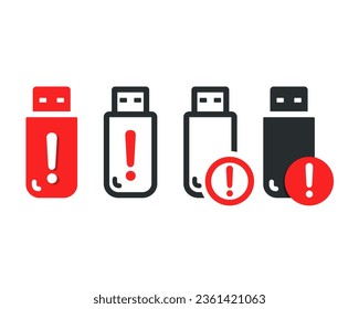 Icono de advertencia Usb. Vector de ilustración