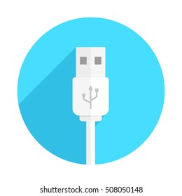 USB White Connector Long Shadow Icon