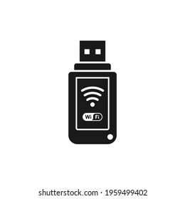 USB wifi adapter icon flat style isolated on white background. Vector illustration