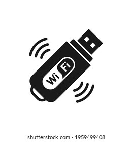 USB wifi adapter icon flat style isolated on white background. Vector illustration