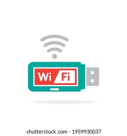 USB wifi adapter icon flat style isolated on white background. Vector illustration