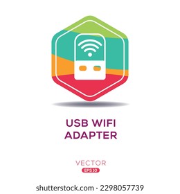 (USB Wi-Fi Adapter) Icon, Vector sign.