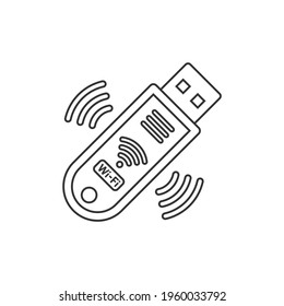 USB wifi adapter line style isolated on white background. Vector illustration