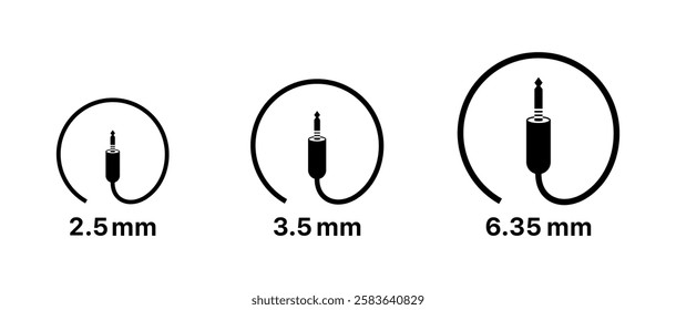 USB Wire size icons. Silhouette style. Vector icons.