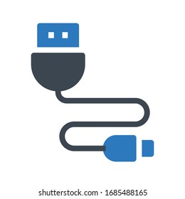 icono de color de glifo vectorial de cable usb 