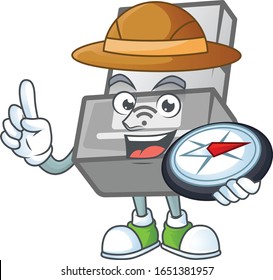 A USB wireless adapter explorer cartoon design having a compass