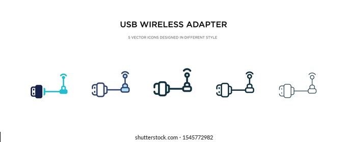 usb wireless adapter icon in different style vector illustration. two colored and black usb wireless adapter vector icons designed in filled, outline, line and stroke style can be used for web,