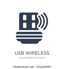 usb wireless adapter icon. Trendy flat vector usb wireless adapter icon on white background from Electronic devices collection, vector illustration can be use for web and mobile, eps10
