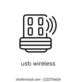 usb wireless adapter icon. Trendy modern flat linear vector usb wireless adapter icon on white background from thin line Electronic devices collection, editable outline stroke vector illustration