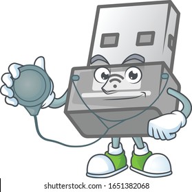 Das Maskottensymbol für USB-Wireless-Adapter als Doctor für die Arbeit mit Werkzeugen
