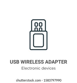 Usb wireless adapter outline vector icon. Thin line black usb wireless adapter icon, flat vector simple element illustration from editable electronic devices concept isolated on white background