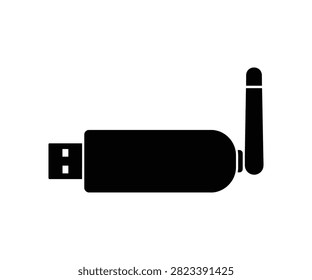 USB wireless network adapter dongle with antenna icon silhouette