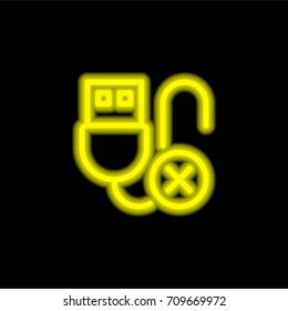 Usb yellow glowing neon ui ux icon. Glowing sign logo vector