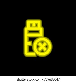 Usb yellow glowing neon ui ux icon. Glowing sign logo vector