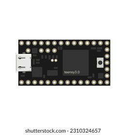 USB-Based Microcontroller Circuit Board Vector Illustration - Harnessing the Power of USB Connectivity in a Striking Visual Representation for Microcontroller Applications