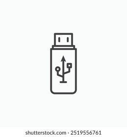 USBline in Thin line black color. flat simple vector symbols illustration.