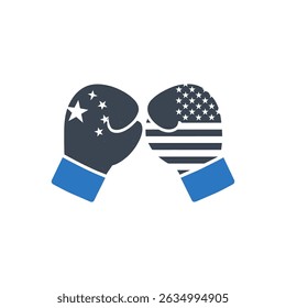 US-China Rivalry Icon Isolated On White Background