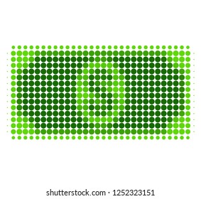 Usd banknote halftone dotted icon. Halftone array contains circle pixels. Vector illustration of usd banknote icon on a white background.