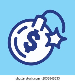 USD with bomb icon or logo isolated sign symbol with Icon.eps