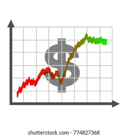 USD business data chart, financial diagram showing US dollar rising trend, vector illustration.