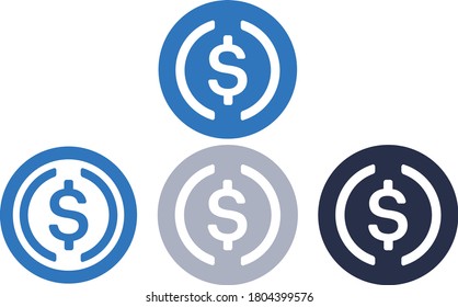 USD coin crypto currency vector logo set