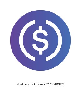 USD Coin Cryptocurrency icon. USDC token symbol. Cryptocurrency vector icon. Flat Vector illustration - Vector