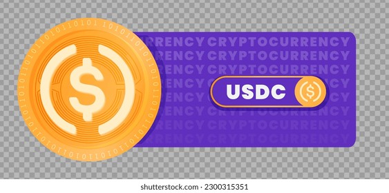 USD Coin (USDC) crypto currency virtual money token vector illustration. Can be used as virtual money icon, logo, emblem, sticker and badge designs.