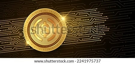 USD Coin (USDC) crypto coin technology vector banner