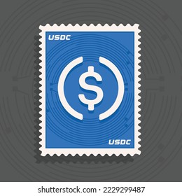 USD Coin USDC cryptocurrency logo stamp concept vector illustration