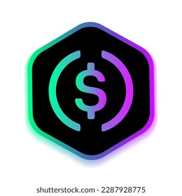 USD coin (USDC) Cryptocurrency logo icon and button template vector graphics