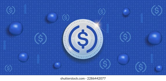 Moneda USD (USDC) símbolo criptodivisa símbolo ilustración vectorial banner y plantilla de fondo