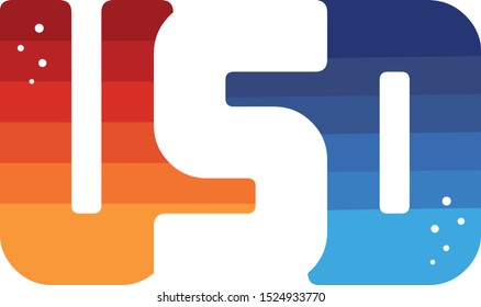 usd colorful initial alphabet letter sign vector