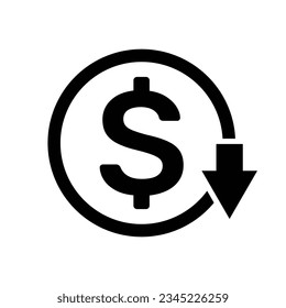 US-Dollar kosten Symboldesign und Vektorgrafik.