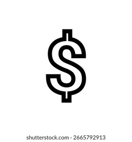 USD Dollar Icon Vector de contorno de trazo para la interfaz de usuario de banca, pago y moneda
