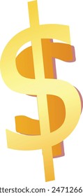 USD Doller currency symbol in gold - 3d Illustration, 3d rendering