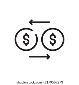 Símbolo de cambio USD por dos flechas, Flujo de dinero, Intercambio, Circulación, Ilustración vectorial