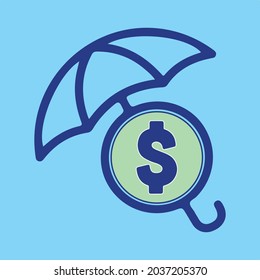 Icono de paraguas de la guardia de seguridad protegida de USD. Se puede usar para Web, Mobile, Infographic e Print. Ilustración del vector EPS 10.