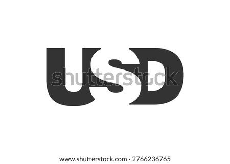 USD logo design. Initial letter U S D bold font style for tech startups, consulting, corporate branding. Creative company name, headlines typography identity, trendy logotype. Vector illustration.