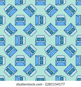 USD Money in Opened Envelope vector Commision concept colored seamless pattern 