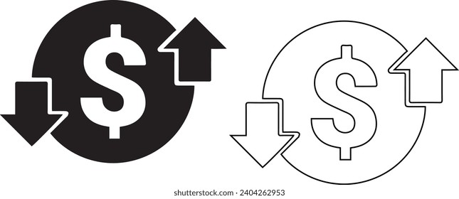 Signo USD. Moneda de un dólar. Icono del vector.