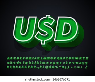 USD sticker, modrn 3D alphabet set