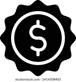 Icono del vector de pegatinas USD. Icono del vector del dólar. Pegatina.
