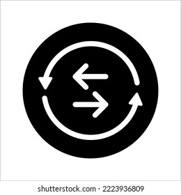 USD symbol circled by two arrows, Money flow, Exchange, Circulation, Vector illustration, on a white background.